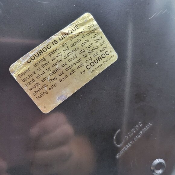 Couroc Chickadees on Branch Rectangular Tray Hand Inlaid Wood - Picture 6 of 6